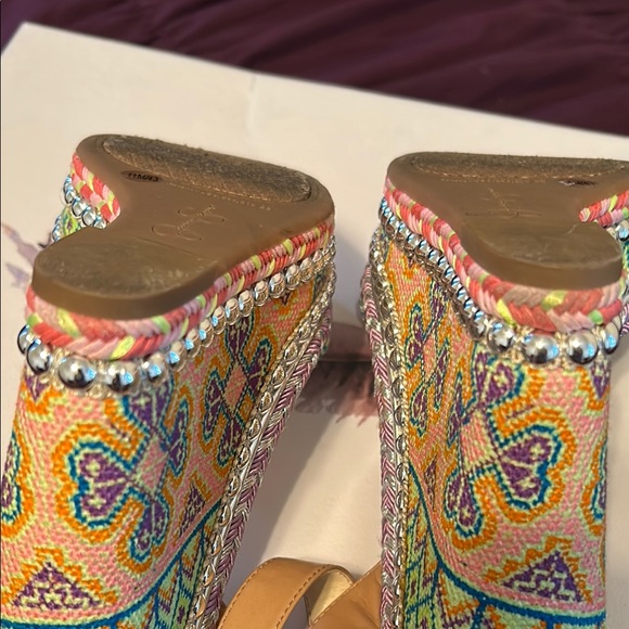 Jessica Simpson Beige Wedge Sandals with Crystal Embellishments - Picture 8 of 10